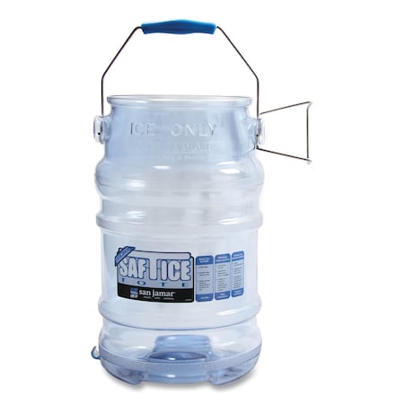 San Jamar Saf-T-Ice Tote, 6gal Capacity, Transparent Blue SAN SI6000